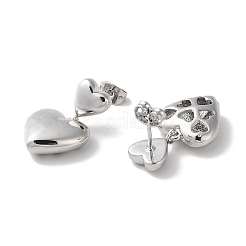 Rack Plating Brass Heart Dangle Stud Earring&nbsp;EJEW-H099-03P