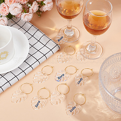 Transparent Acrylic Leaf Wine Glass Charms&nbsp;AJEW-AB00117