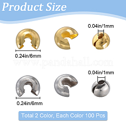 200Pcs 2 Colors Brass Crimp Beads Covers&nbsp;KK-SP0001-89
