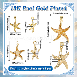9Pcs 3 Styles Brass Pendants&nbsp;KK-BBC0019-24