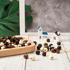 400Pcs 2 Style Natural Wood Beads&nbsp;WOOD-CD0001-32