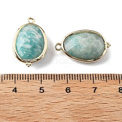 Natural Amazonite Faceted Oval Connector Charms&nbsp;G-H323-02G-12