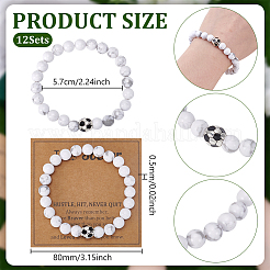 12Pcs Synthetic White Turquoise Round Beads Stretch Bracelets for Men Women&nbsp;BJEW-UN0001-89