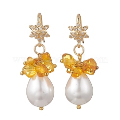 Natural Amber Dangle Earrings&nbsp;EJEW-JE07225
