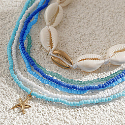 6Pcs 6 Styles Bohemian Natural Shell and Plastic Beaded Waist Chains Sets&nbsp;AJEW-CP0011-36