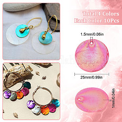 40Pcs 4 Colors AB Color Plated Natural Capiz Shell Pendants&nbsp;SSHEL-SC0001-21