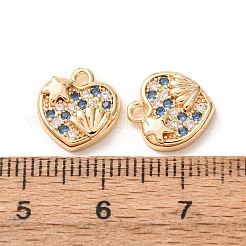 Valentine's Day Brass Micro Pave Blue Cubic Zirconia Charms&nbsp;KK-A304-24B-G