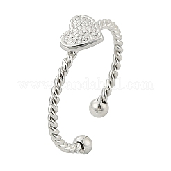 Heart 304 Stainless Steel Open Cuff Rings for Women&nbsp;RJEW-G338-14P