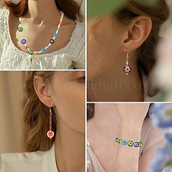 1 Strand Flat Round Handmade Millefiori Glass Beads Strands&nbsp;LK-YW0001-10A