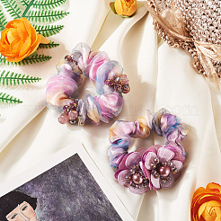 2Pcs 2 Colors Chic Solid Color French Satin Pigtail Hair Tie for Elegant Hairstyles&nbsp;OHAR-TA0001-10B