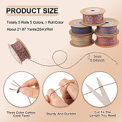 5 Rolls 5 Colors 18-Ply Cotton Twisted Cord&nbsp;OCOR-TA0003-86