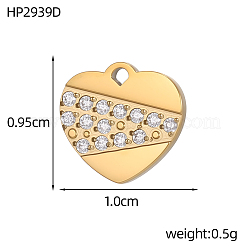 304 Stainless Steel Micro Pave Cubic Zirconia Pendants&nbsp;STAS-OY016-36G