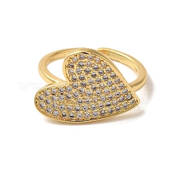 Brass Micro Pave Cubic Zirconia Open Cuff Rings for Women&nbsp;RJEW-G325-01D-G