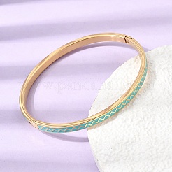 304 Stainless Steel Enamel Hinged Cuff Bangles for Women&nbsp;SA-CBAC920-15G-01F