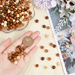 400Pcs 4 Colors Natural Unfinished Wood Beads&nbsp;WOOD-GF0001-90