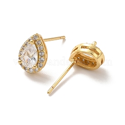 Clear Cubic Zirconia Teardrop Stud Earrings&nbsp;EJEW-K093-18G