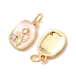 Brass Micro Pave Clear Cubic Zirconia with Enamel Pendants&nbsp;CU-K002-52G-D
