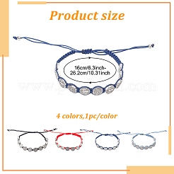 4Pcs 4 Style Saint Benedict Medal Alloy Braided Bead Bracelets Set&nbsp;BJEW-AN0001-69