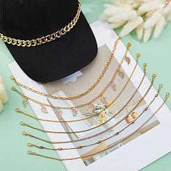 8Pcs Iron & 304 Stainless Steel & Aluminum Chain Baseball Cap Chains&nbsp;HJEW-DC00070
