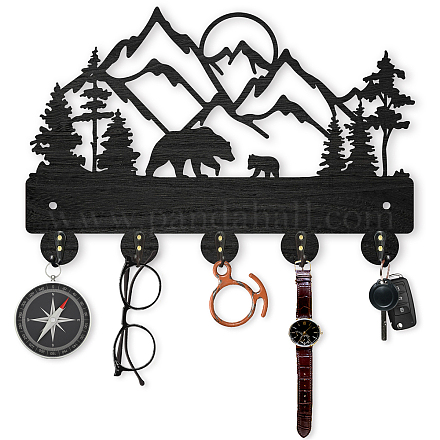 Mountain Metal Coat Rack Metal Wall Art With 5 outlet Hooks