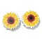 Printed Wood Beads, Sunflower, Gold, 19.5x5.5~6mm, Hole: 2.5mm