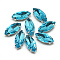 Sew on Rhinestone, Multi-strand Links, Glass Rhinestone, with Platinum Tone Brass Prong Settings, Garments Accessories, Faceted, Horse Eye, Deep Sky Blue, 14.5x4x4mm, Hole: 0.8~1mm