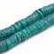 Handmade Polymer Clay Beads, Heishi Beads, Disc/Flat Round, Dark Cyan, 6x0.5~1mm, Hole: 1.6mm, about 407pcs/strand, 16.34 inch(41.5cm)