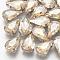 Sew on Rhinestone, Multi-strand Links, Glass Rhinestone, with Brass Prong Settings, Garments Accessories, Faceted, teardrop, Platinum, Pale Goldenrod, 8x5.5x4mm, Hole: 0.8~1mm