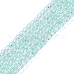 Glass Bead Strands, with Glitter Powder, Round, Light Sky Blue, 6x5.5mm, Hole: 1mm, about 142pcs/strand, 29.92''(76cm)
