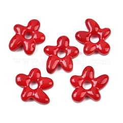Handmade Lampwork Beads, Flower, Red, 18x17x4mm, Hole: 3.7mm