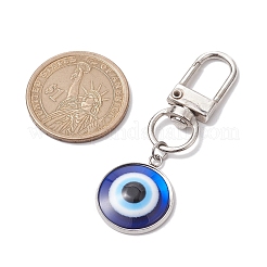 Flat Round with Evil Eye 304 Stainless Steel & Resin Pendant Decorations&nbsp;HJEW-JM01946-01