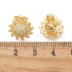 Brass Micro Pave Clear Cubic Zirconia Stud Earrings&nbsp;EJEW-D305-08G