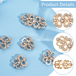 4Pcs Flower Alloy Crystal Rhinestone Adjustable Jean Button Pins&nbsp;FIND-CY0002-27G