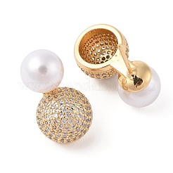 Rack Plating Brass Micro Pave Clear Cubic Zirconia Stud Earrings for Women&nbsp;EJEW-G394-34G