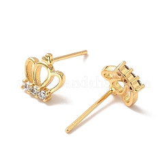 Clear Cubic Zirconia Crown Stud Earrings&nbsp;EJEW-P199-20G