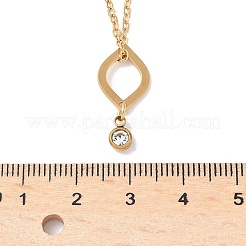 304 Stainless Steel Crystal Rhinestone Geometric Pendant Cable Chain Necklaces&nbsp;NJEW-Z073-01G-01