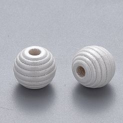 Painted Natural Wood Beehive Beads&nbsp;WOOD-Q040-019B-B03