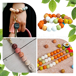 50Pcs 5 Colors Round Food Grade Eco-Friendly Silicone Focal Beads&nbsp;SIL-SP0001-03
