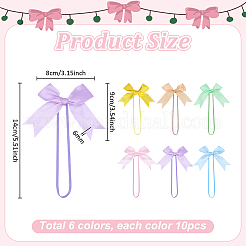 60Pcs 6 Colors Polyester Bowknot Garment Crressories&nbsp;HJEW-PH02513