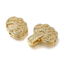 Rack Plating Flower Brass Micro Pave Clear Cubic Zirconia Fold Over Clasps&nbsp;KK-H512-06G