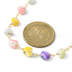 Natural Shell Nugget Beaded Chain Necklaces&nbsp;NJEW-JN04358