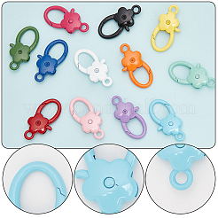 12Pcs 12 Colors Spary Painted Zinc Alloy Flower Lobster Claw Clasps&nbsp;PALLOY-WR0001-10