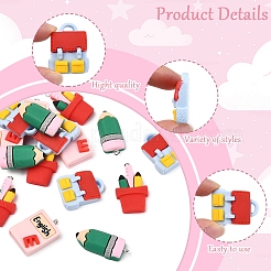 16Pcs 4 Styles Stationery Theme Resin Pendants&nbsp;RESI-FS0001-89