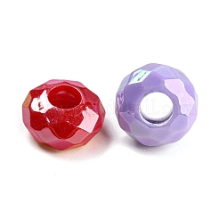 UV Plating Rainbow Iridescent Acrylic European Beads&nbsp;MACR-P040-12