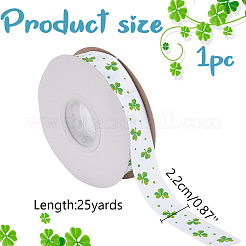 Saint Patrick's Day Polyester Shamrock Printed Grosgrain Ribbons&nbsp;SRIB-WH0011-304B