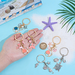 6Pcs 6 Styles Zinc Alloy Keychain&nbsp;KEYC-PH0002-16