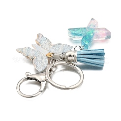 26Pcs Transparent Epoxy Resin & Transparent Acrylic & Faux Suede Tassel Keychain&nbsp;KEYC-JKC01202-24