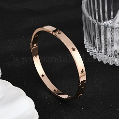Hollow Star 304 Stainless Steel Hinged Bangles&nbsp;BJEW-L610-20RG