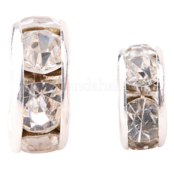 Silver Plated Brass Middle East Rhinestone Spacer Beads&nbsp;RB-PH0001-08S-NF