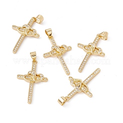 Rack Plating Brass Micro Pave Cubic Zirconia Pendants&nbsp;X-ZIRC-C040-45G-02
